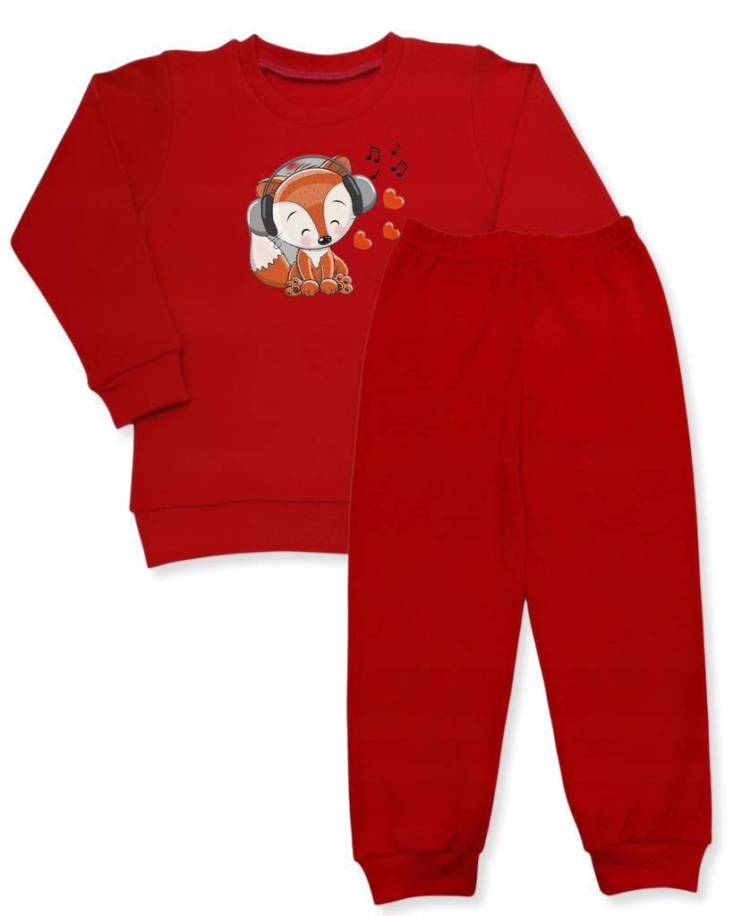Girls' Tracksuit Set 104 2-Piece Cotton Fox Print Red