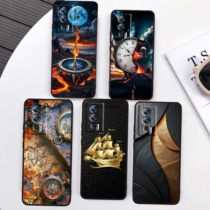 Vintage compass illustration Phone Case For Xiaomi Redmi 12 13C 12C 13 10C 9T A2 9A 9C 7A Note 10S 8T 10 9 8 Pro 4G 5G Black