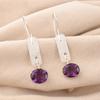 Amethyst Gemstone 925 Sterling Silver Jewelry Handmade Statement Earrings 1.9" EE-168-10