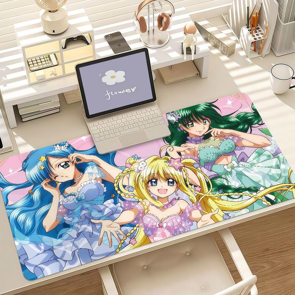 Anime M-Mermaid Melody Mouse Pad Anti Slip Rubber Edge Locked Thickened Laptop Gaming Desk Mat