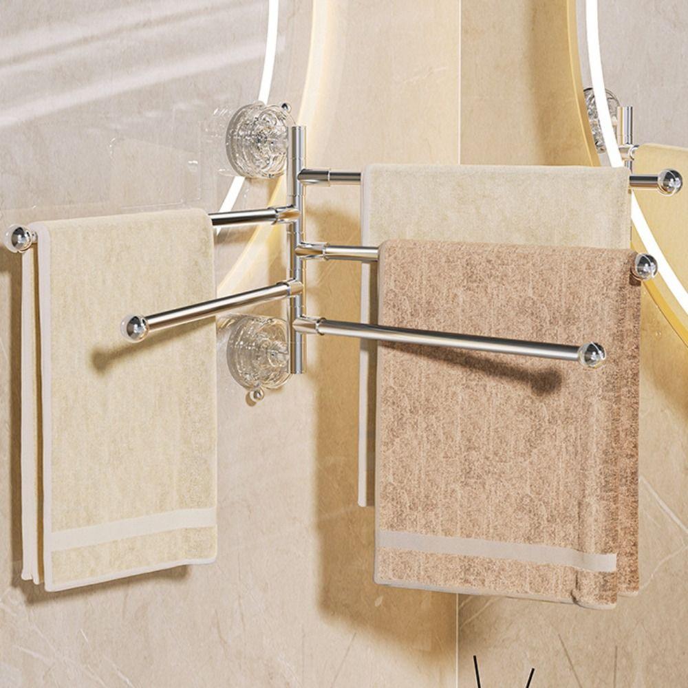 180° Rotating Towel Rack 3/4/5 Bars Toilet Towel Rod New Clothes Hanger