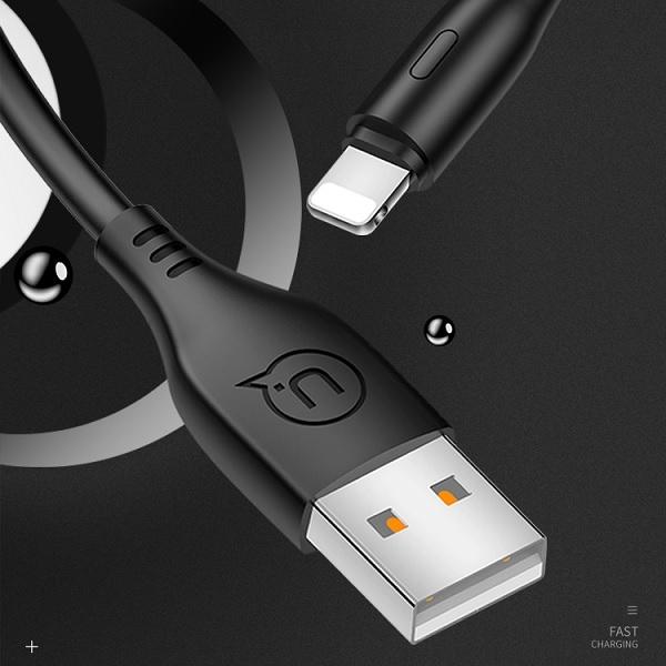 USAMS Cable U18 Lightning 2A Fast Charge1m Black/black SJ266USB01 (US-SJ266)
