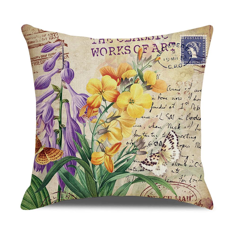 New Home Soft Furnishings Retro Butterfly Newspaper Linen Sofa Office Pillow Cover Cushion Cover