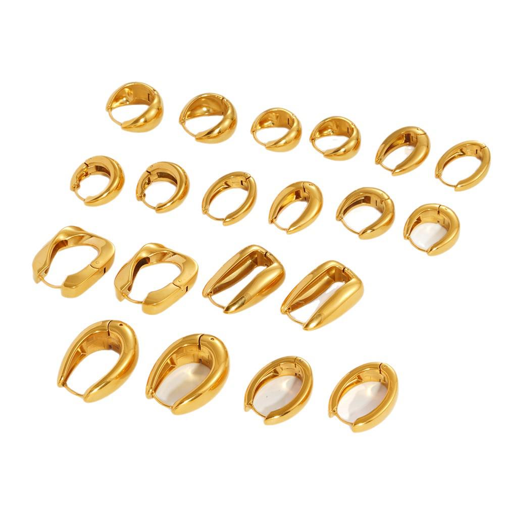 18K Gold Geometric Earrings, Light Luxury, Stainless Steel, Colorfast Titanium Steel Jewelry