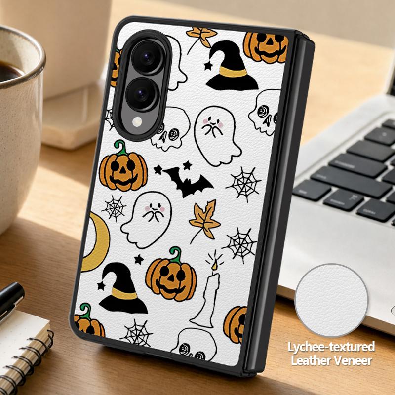 Halloween Ghost Pumpkin Case For Samsung Z Fold 8 Ultra 7 6 5 4 Hybrid Leather Skin Hard PC Bumper Cover For Galaxy Z Fold8 Fold7 Fold6 Fold5