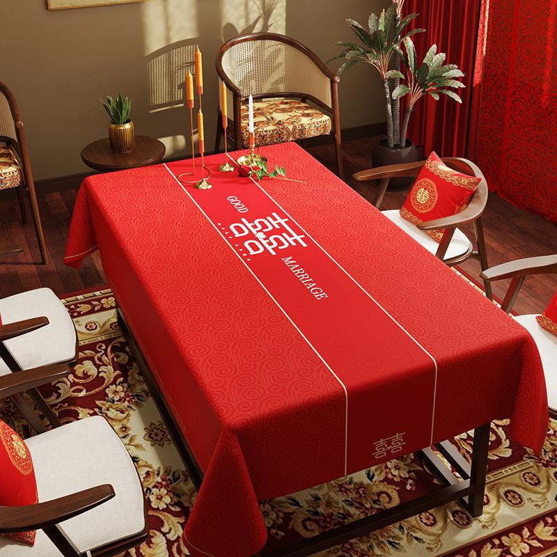 Wedding Red Dining Table Tablecloth Wedding Room Festive Atmosphere Tablecloth Living Room Coffee Table Tablecloth Rectangular