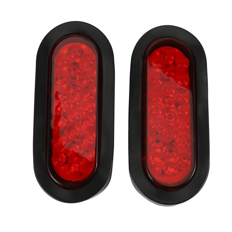New!2Pcs 6 Inch Oval Red 22 LED Truck Taillight Transparent Reversing Tail Light For Truck Trailer Warning Light