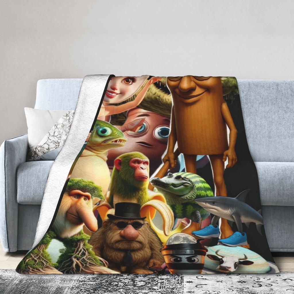 Italian Brainrot Plush Blanket Child  Flannel Throw Blanket For Living Room Super Soft Custom DIY Quality Bedspread Gift Idea