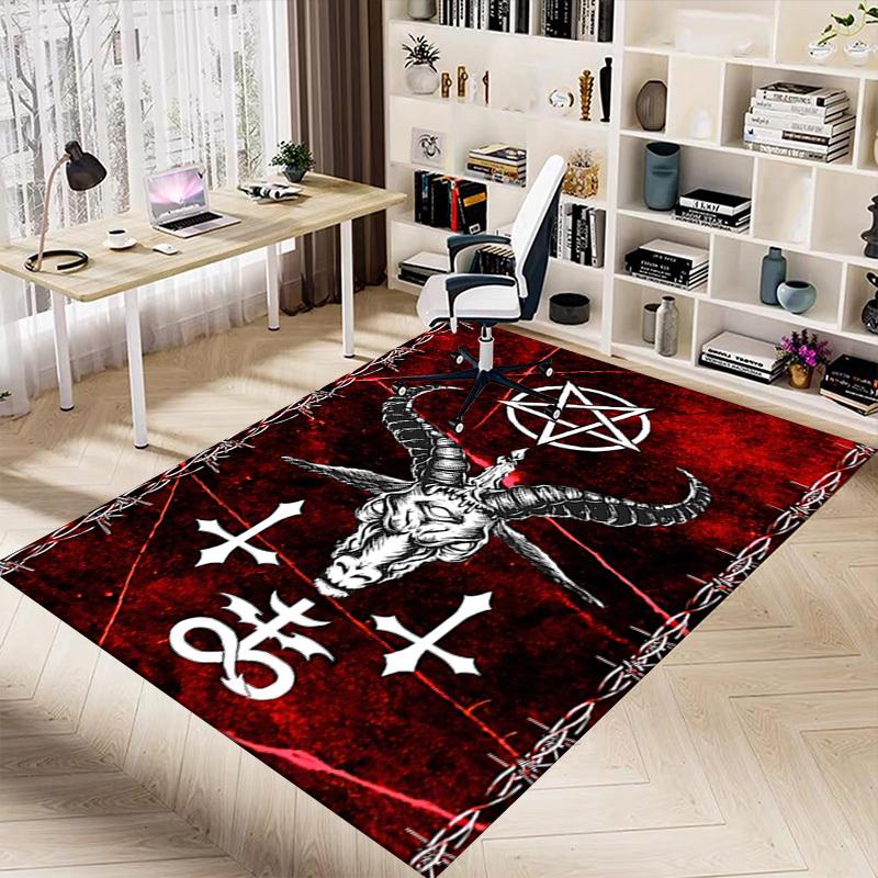 1PC Baphomet Barbed Wire Anti-slip carpet, suitable for Office, bedroomand playrooms. It can also be used as a sofa footrest cover-W60