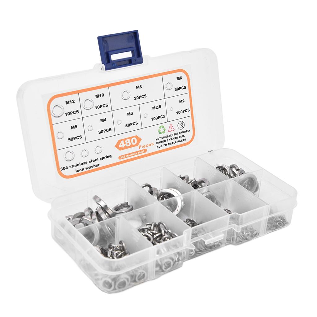 480 st Plana brickor Rostfritt stål Utmärkt prestanda Tätare försegling Sortimentskit med plana brickor