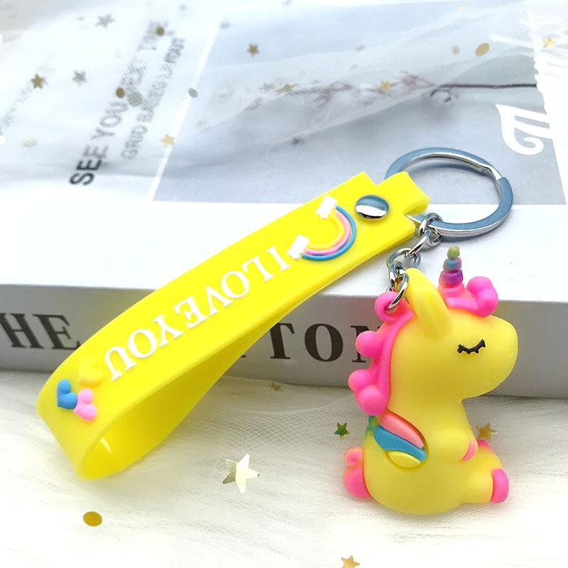 Cartoon Cute Unicorn Rainbow Rope Keychain Girl Ins Couple Car Bag Pendant Creative Pendant