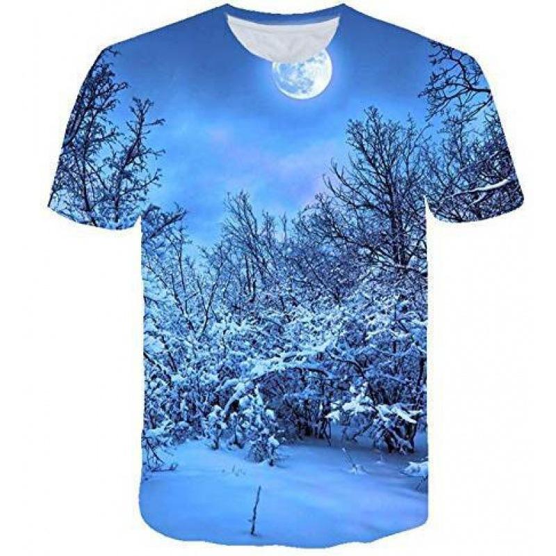 Sommer Rundhals bedrucktes Kurzarm Freizeit-Top Herren Damen T-Shirt