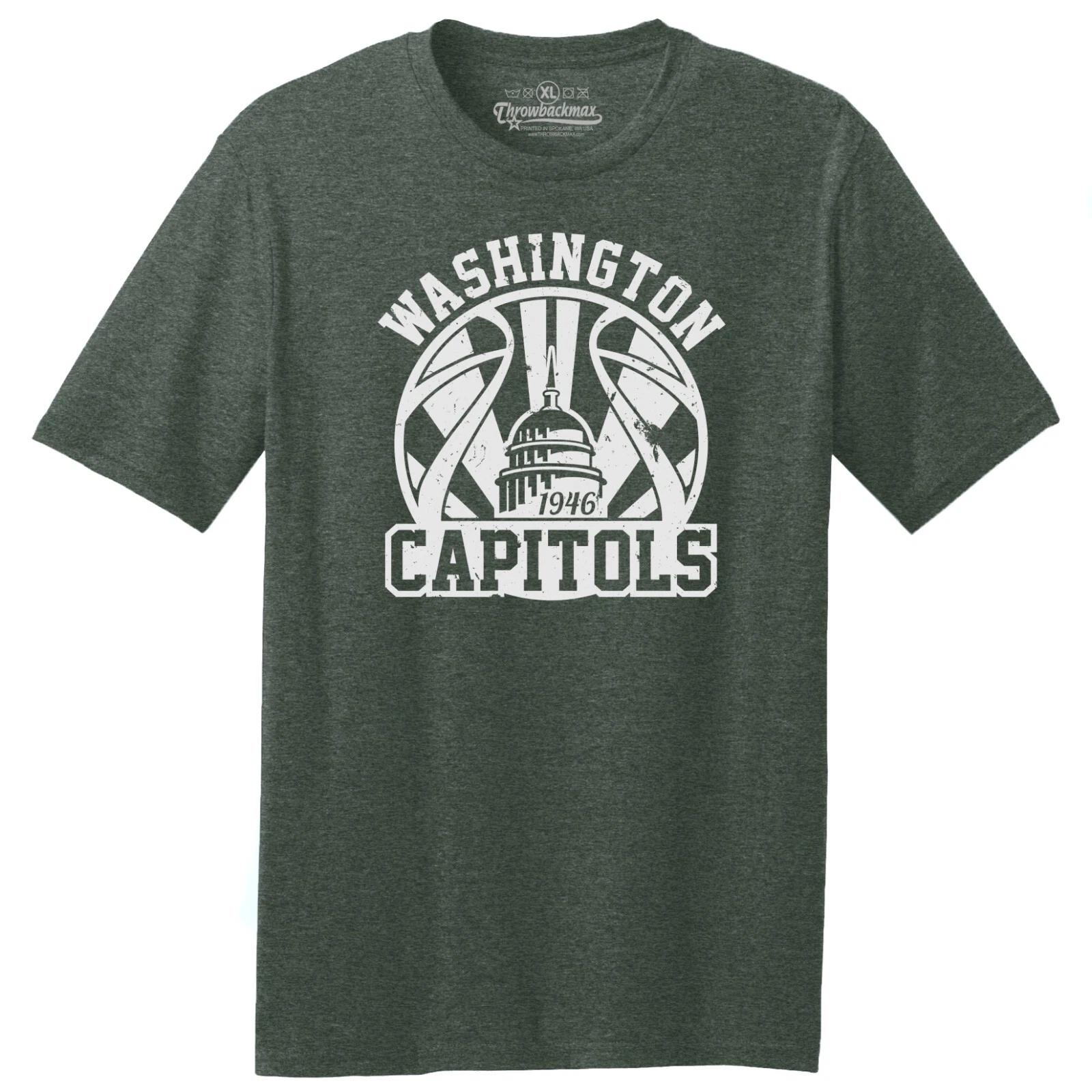 Washington Capitals 1946 Logo Basketball TRI-BLEND Tee Shirt - Green Heather 2XL