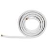 30.5m Mini Split Line Set, 9.5 & 15.9mm OD AC Copper Tubing Pipe, 3/8 White PE Thickened Insulated Coil with Flared Nuts, Strapping Tapes, for Mini