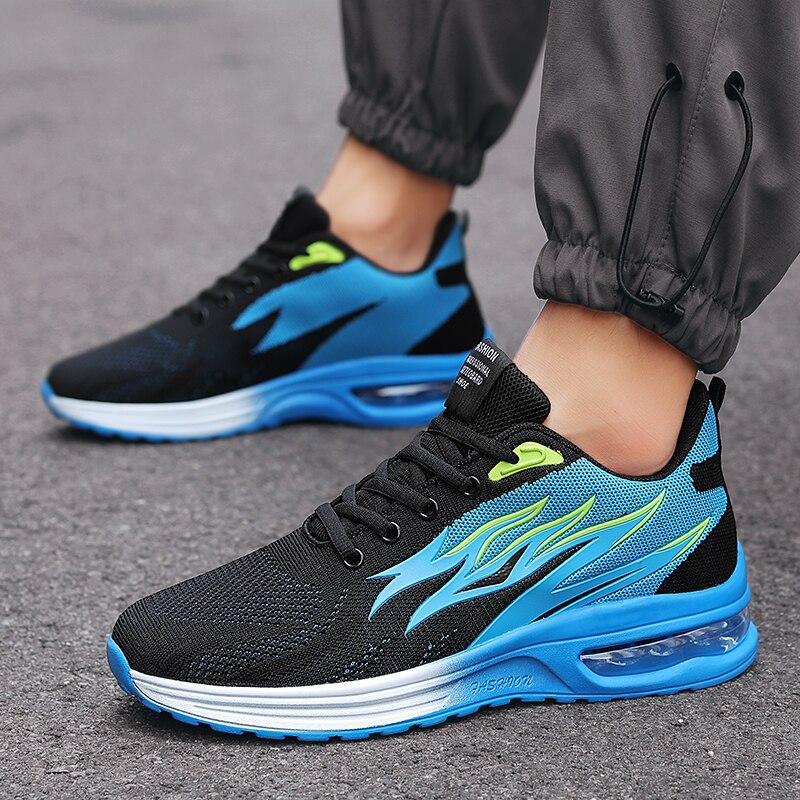 Men Casual Sneakers Women Sport Shoes Air Cushion Running Shoes Flame Pattern Light Shoes Gym Breathable Non -Slip Outdoor