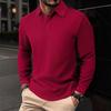 Plain-coloured men’s polo shirt with a turn-down collar and long sleeves