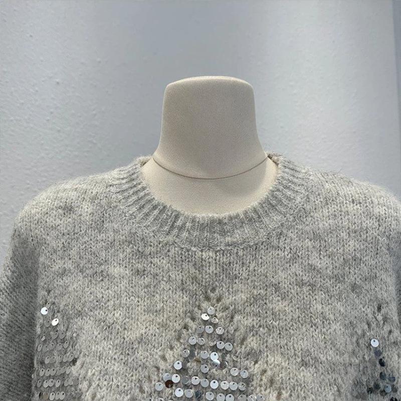 Női pulóver Ősz Tél Vastagított Pulóver Meleg Kötött Csíkos Kerek Nyakú Aláöltöző Rugalmas Hosszú Ujjú Oversize Kötött Felsők