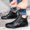 Fashion Men's Casual Shoes Fashion Men's Leather Boots Comfortable Men's Ankle Boots Outdoor High Quality Hiking Boots Men Size 48 Black