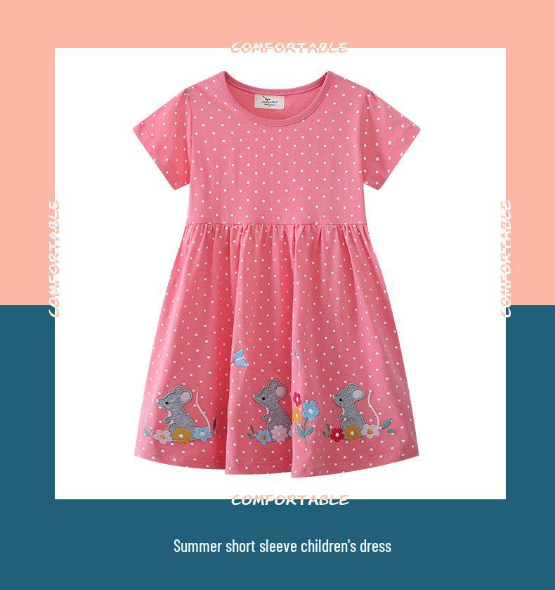 New Summer European Style Girls' Cartoon Princess Dress with Embroidery