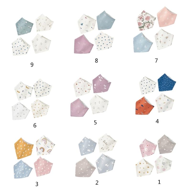 4pcs Stylish Baby Bandana Scarf Infant Drool Bib Waterproof Muslin Bibs Burp Cloth for Newborns Feeding & Drooling