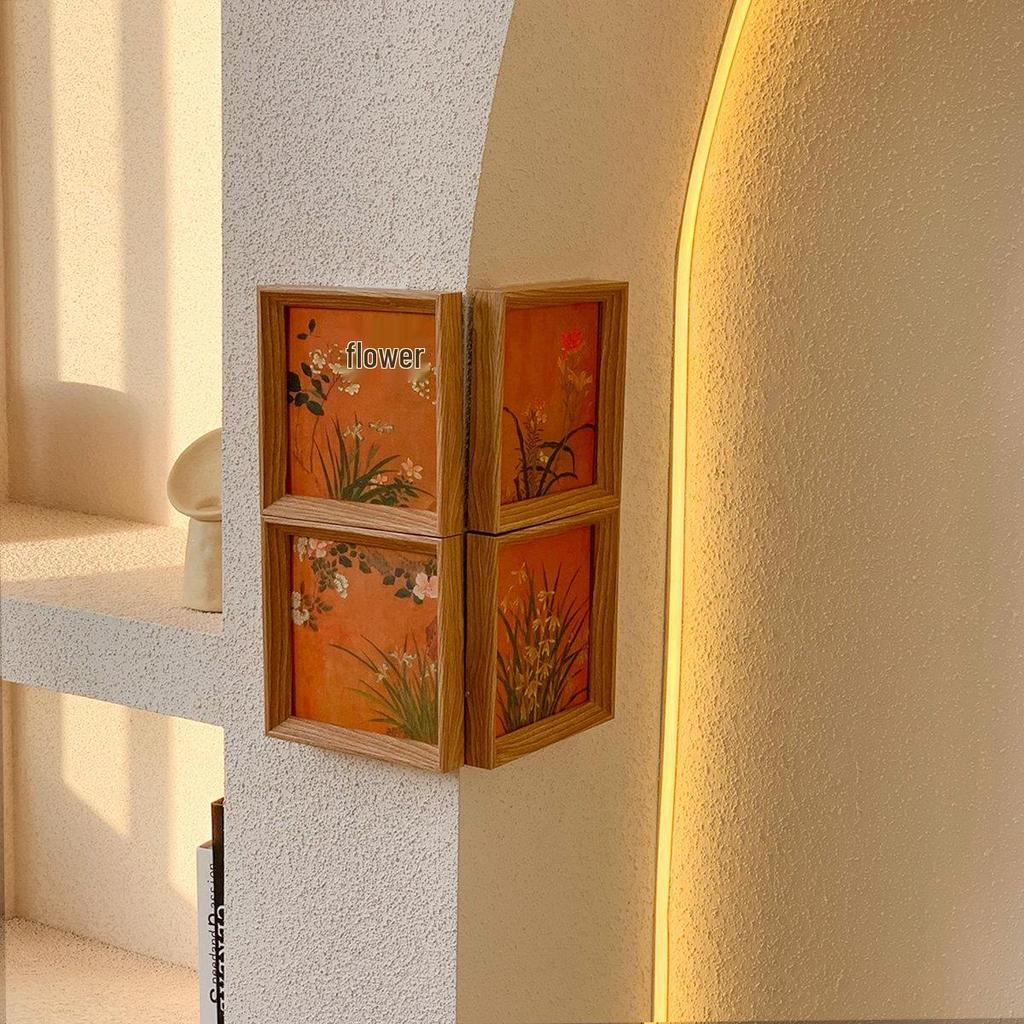 Vintage Retro Floral Greenery Oil Painting - Square Chinese Decor for Living Room and Study Walls