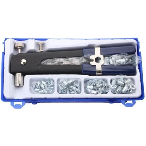 HYCDIYTS Hand Riveter Set, 86-Piece Set with M3/M4/M5/M6/M8 Screws and Nut Rivets, Rivet Tool, and Rivet Nut Pliers (86-Piece Hand Riveter Set)