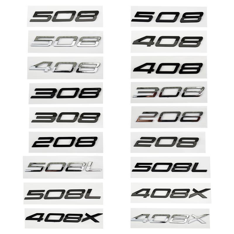 Auto 3D ABS Buchstaben Logo Aufkleber Für Peugeot 208 308 408 508 408X 508L 2024 2025 Auto Kofferraum Alphabet Emblem Abzeichen Aufkleber
