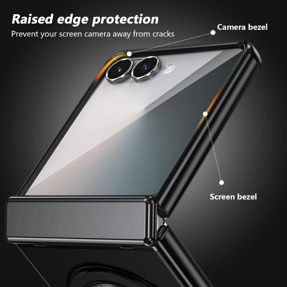 360° Rotating Ring Stand Magnetic Hinge Protective Case For Samsung Galaxy Z Flip 7 FE 6 5 4 3 With Screen Film Shockproof Cover