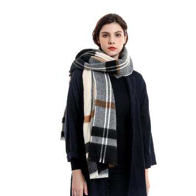 Cachecol xadrez combinando com cores de outono e inverno, moderno e quente, versão coreana simples e elegante de cachecol literário e quente
