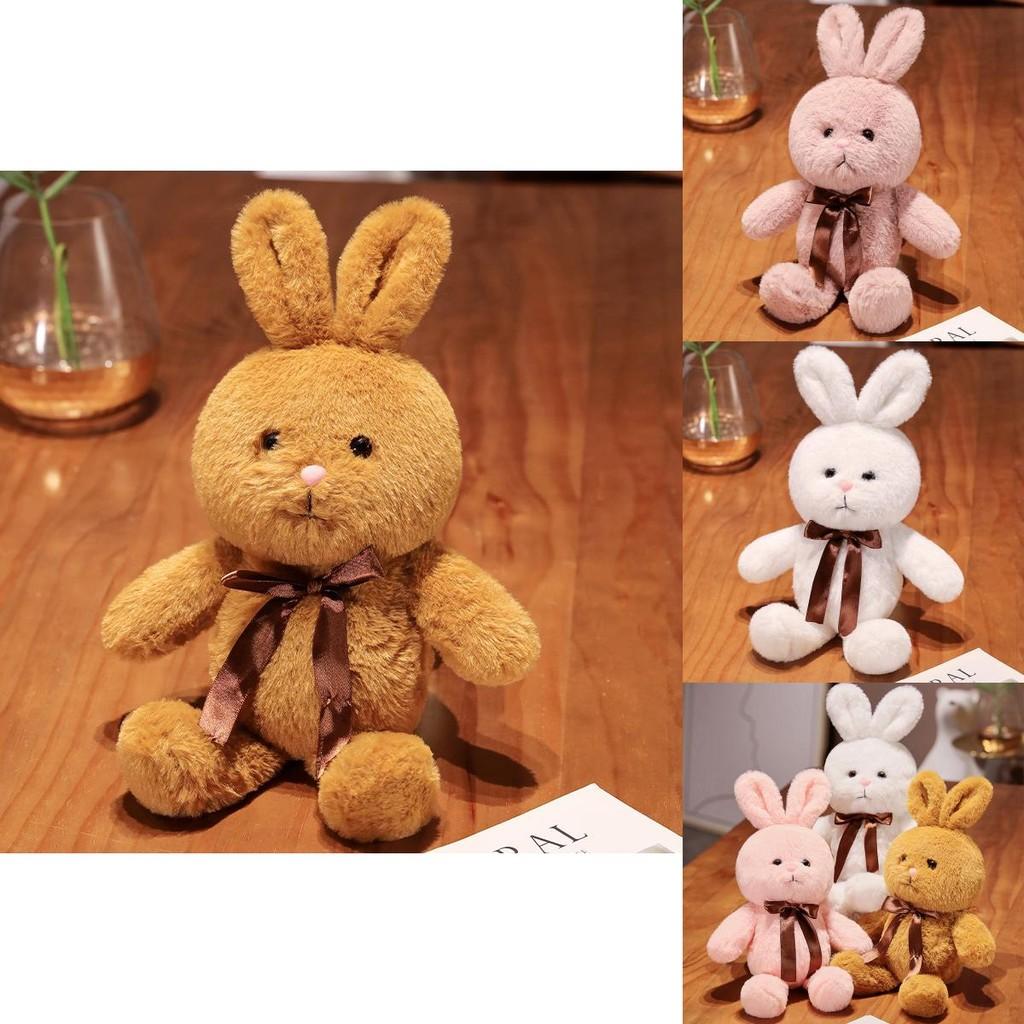 Cute Plush Bunny Toy With Soft Fabric And Colorful Ribbon Ideal For Kids Birthday Gifts