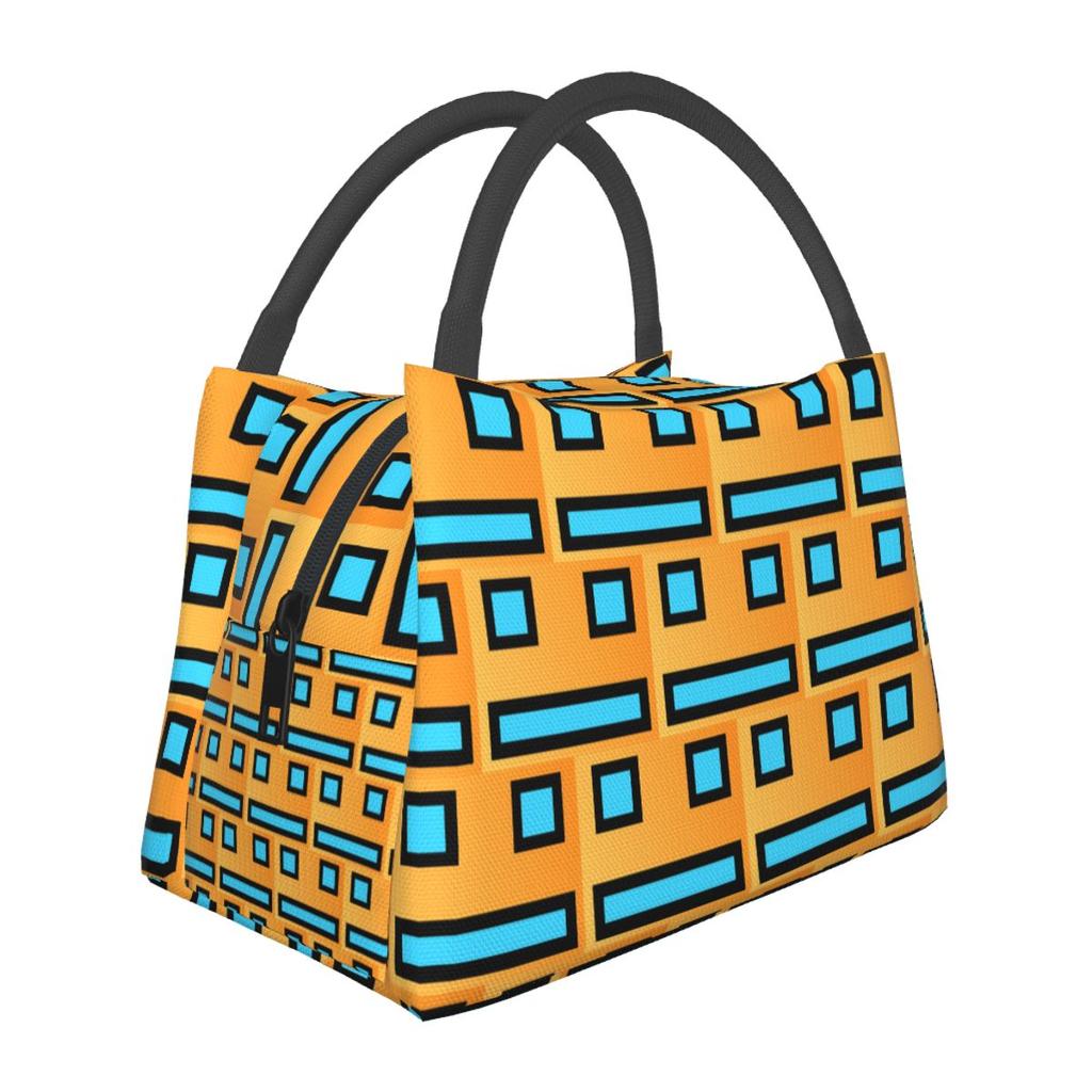 Geometry Cube Gaming Dash Insulated Lunch Bag for Women Picnic Storage Food Boxes Container Cooler Thermal Lunch Box Tote