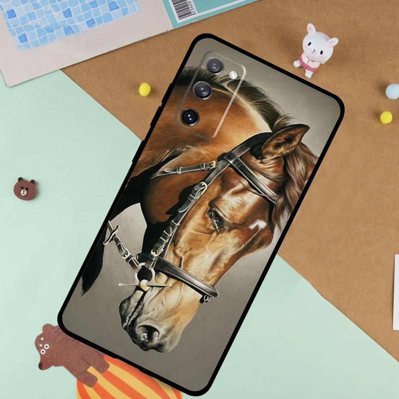 Horse Pony Painted Soft Case For Samsung Galaxy S25 Ultra S9 S10 S20 FE S21 S22 S23 Plus S24 Ultra Funda Cover