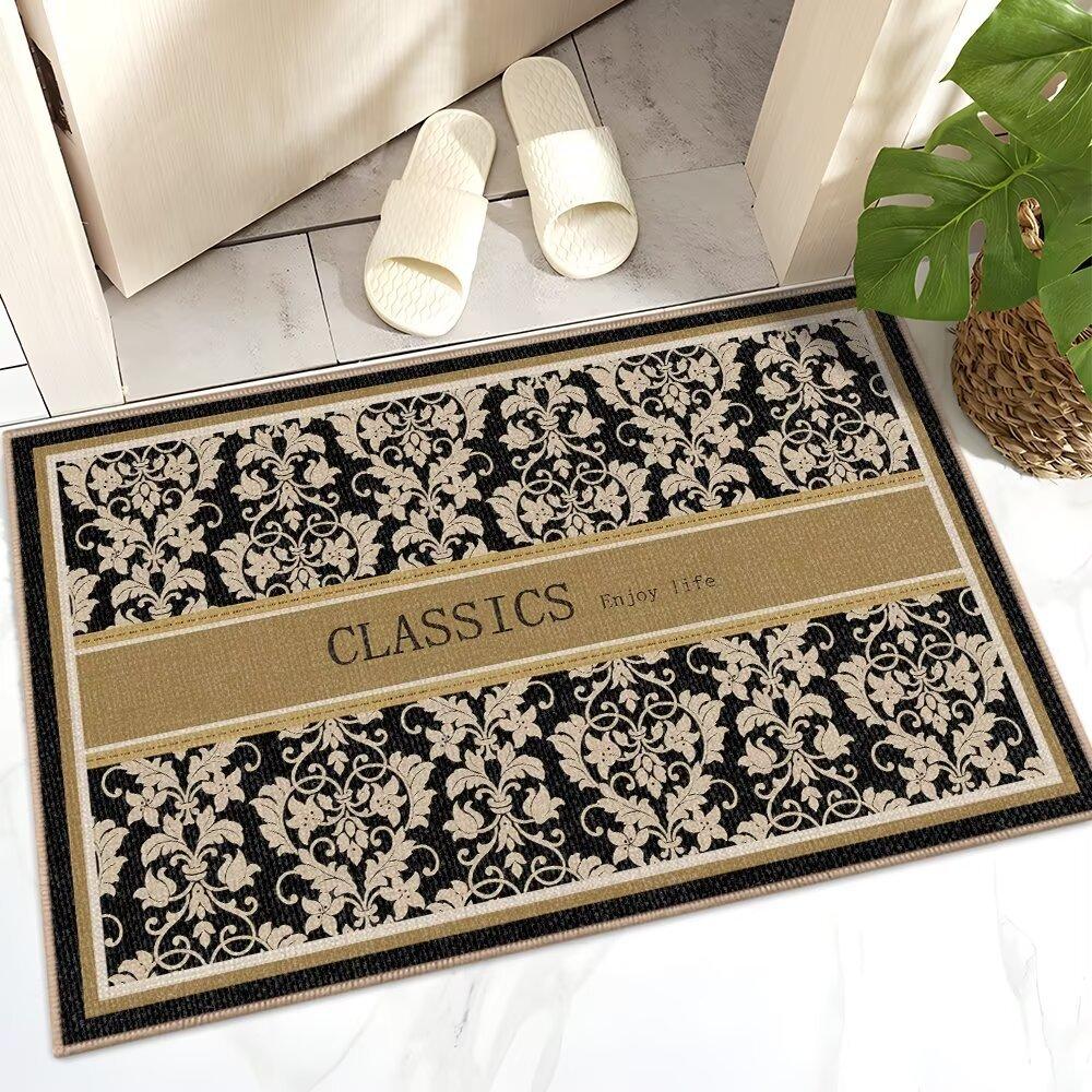 French Linen Entrance Door Porch Floor Mat Bathroom Toilet Door Dirt-Resistant Non-Slip Strong Absorbent Foot Pad Carpet