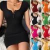 2025 Spring/Summer Women's Cross-Button Bodycon Short-Sleeve Dress