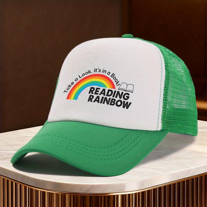 Reading Rainbow Trucker Hat Take a Look Its In a Book Graphic Mesh Baseball Cap Unisex Adult Casual