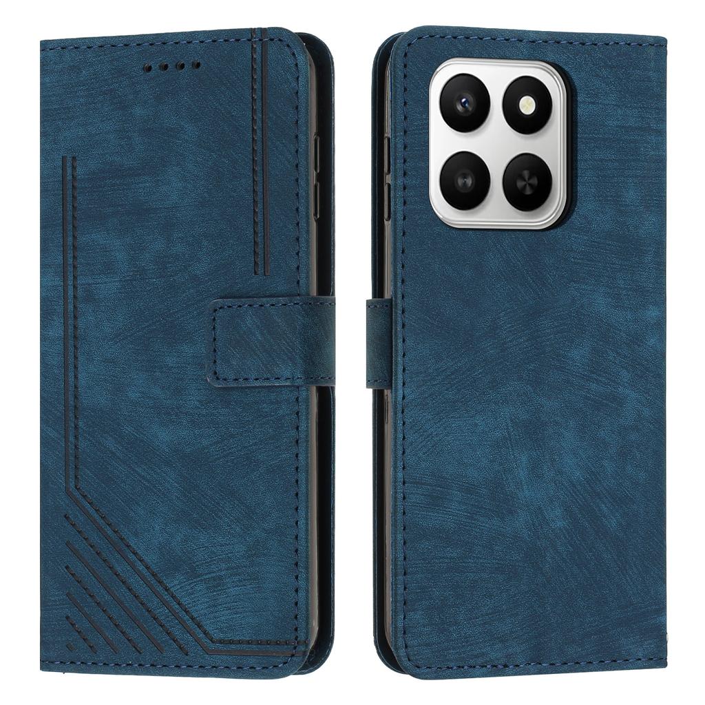 For Honor X7d 5G/Honor 400 Smart 5G Stand Case Imprinted Lines Leather Phone Cover