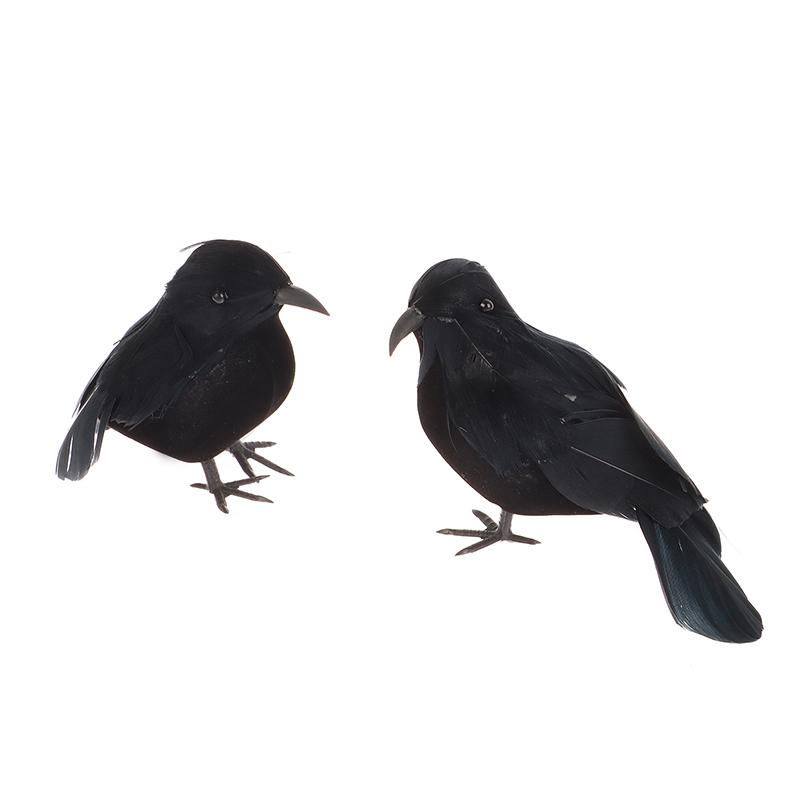 Small Simulation Fake Bird Realistic Halloween Black Crow Model Ornament Simulation Bird Home Decoration Animal Creepy Toy