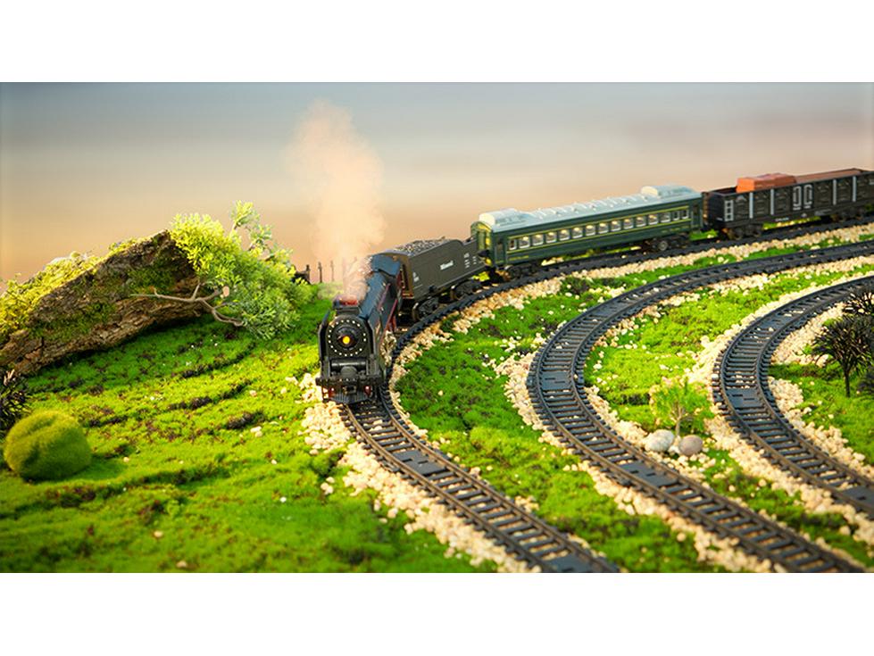 Boy's Green Retro Steam Train EMU Model - Cross-Border Remote Control Educational Toy