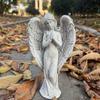 Yousheng Retro Winged Angel Statue, Resin Praying Angel Figurine, Elegant Sitting Angel Sculpture for Outdoor Indoor Garden