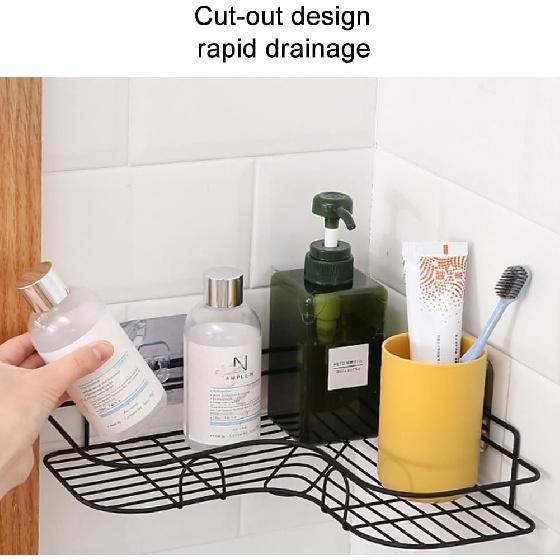 Pilarmuture 1 estante moderno de esquina de hierro negro para ducha, fuerte y duradero, sin taladro, estante de ducha montado en la pared para baño,