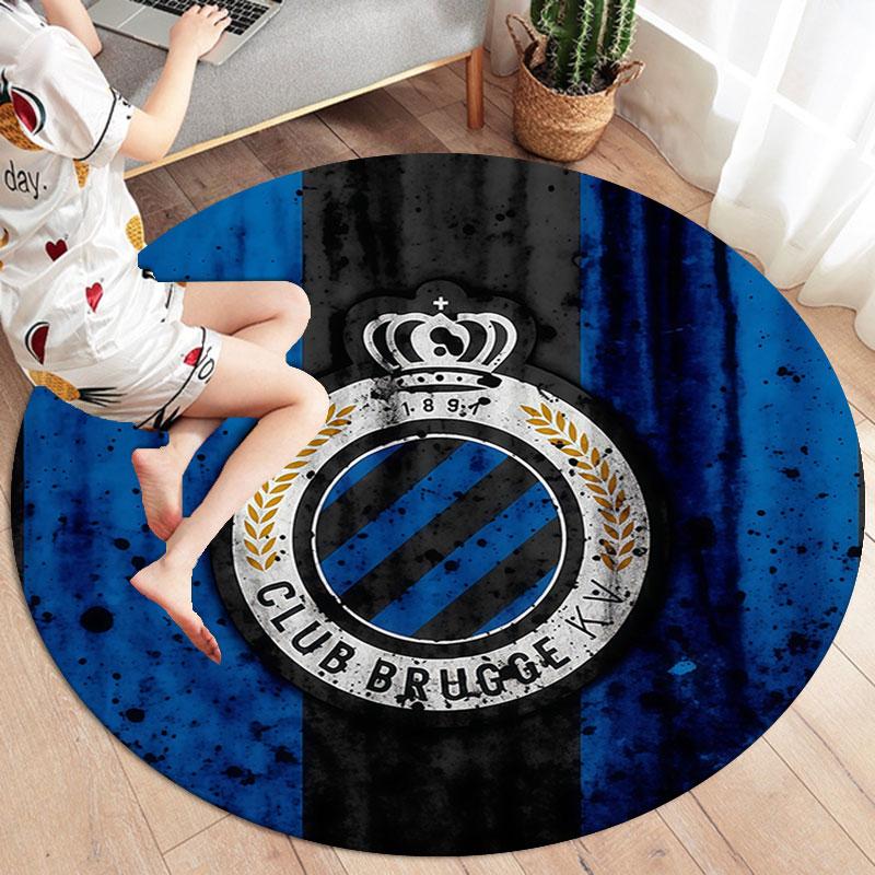 Club Brugge KV Round Area Rug,Carpet Rug for Living Room Bedroom Sofa Playroom Decor,Non-slip Floor Mat
