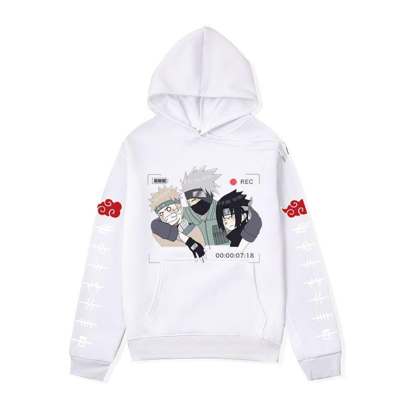 Mens Naruto Anime Hoodie Winter Fleece Lined Oversized Cotton Blend Sweatshirt Teens Casual Streetwear