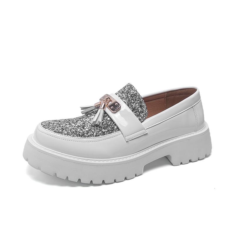Men s Rhinestone Tassel Slip-On Leather Loafers Size 41
