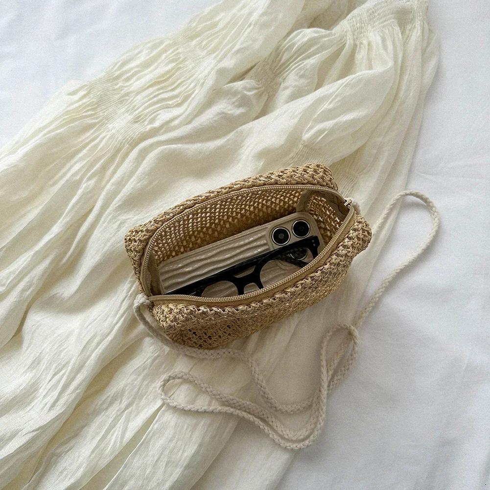 Damen Mode Sommer Stroh Umhängetasche Damen Strand Urlaub Einkaufen Gewebte Schulter Handtasche Messenger Geldbörsen für Damen Taschen