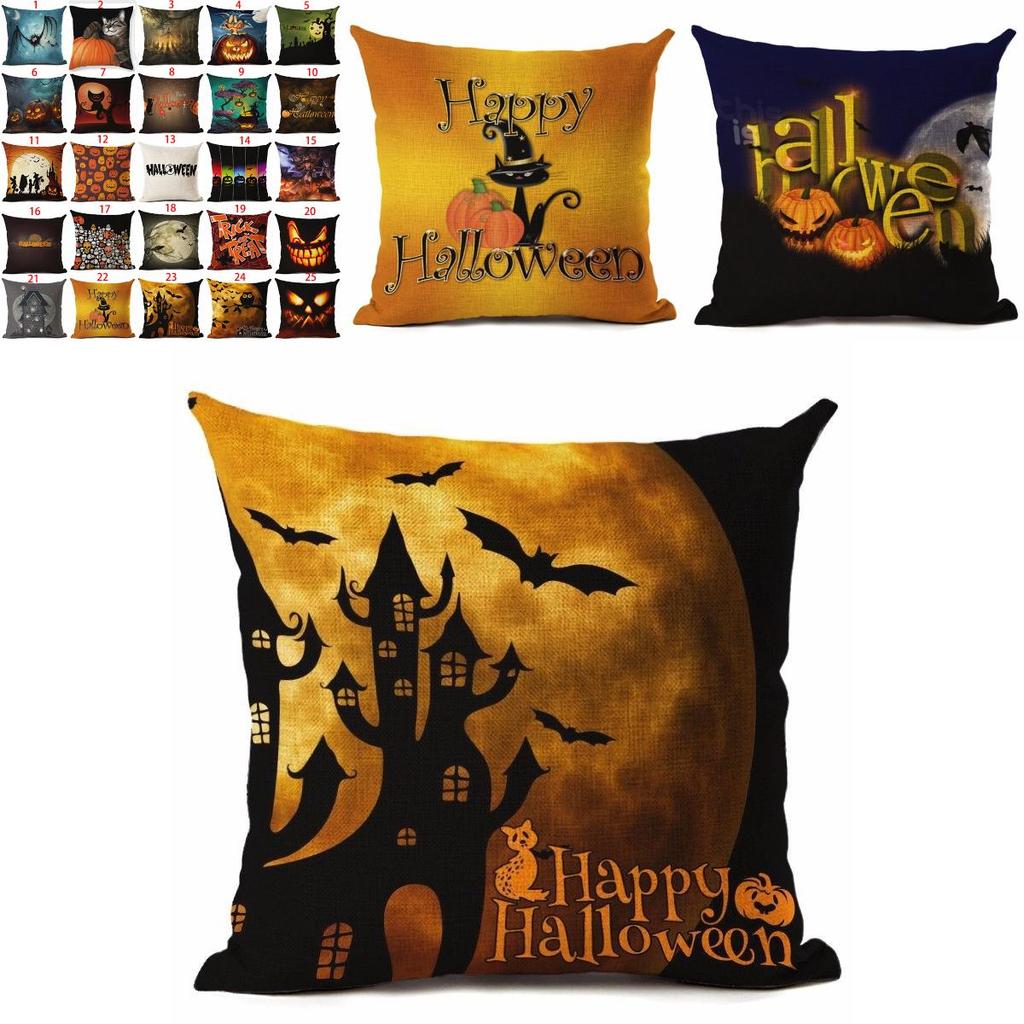 18" Cotton Halloween Linen Throw Pillow Case Cushion Cover Party Home Decor Sofa