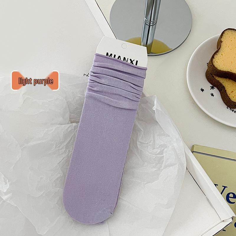 Nahtlose Damen-Socken bis zur Wade aus gekämmter Baumwolle - Weiß, Herbst/Winter, Japanischer Akademiker-Stil, Vielseitig und einfarbig