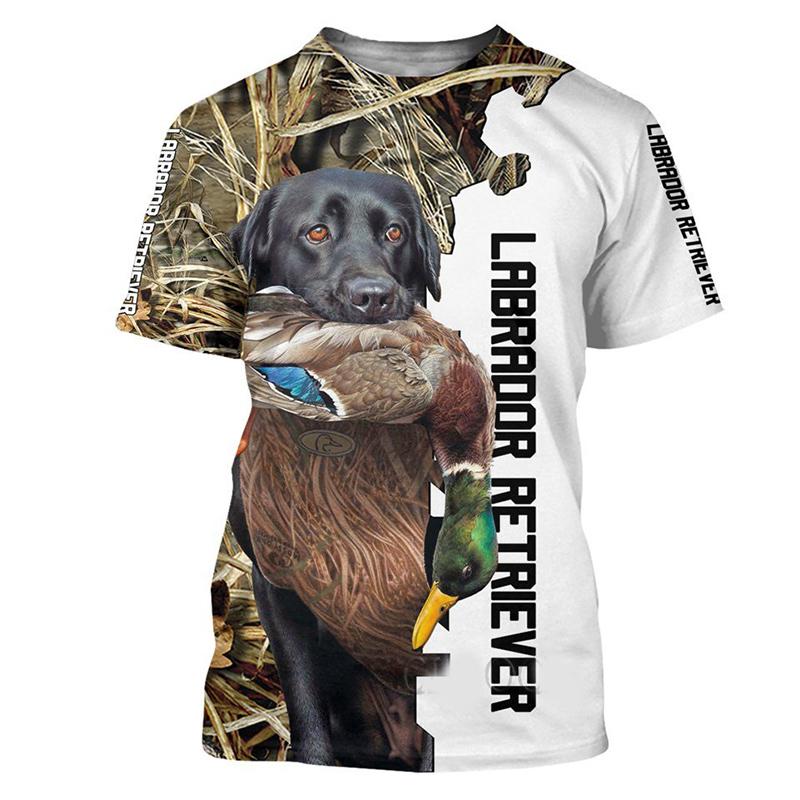 Duck Hunting Dog Pattern Men's T-shirt 3D Animal Print Short Sleeved Top Harajuku Style Comfortable Casual Streetwear