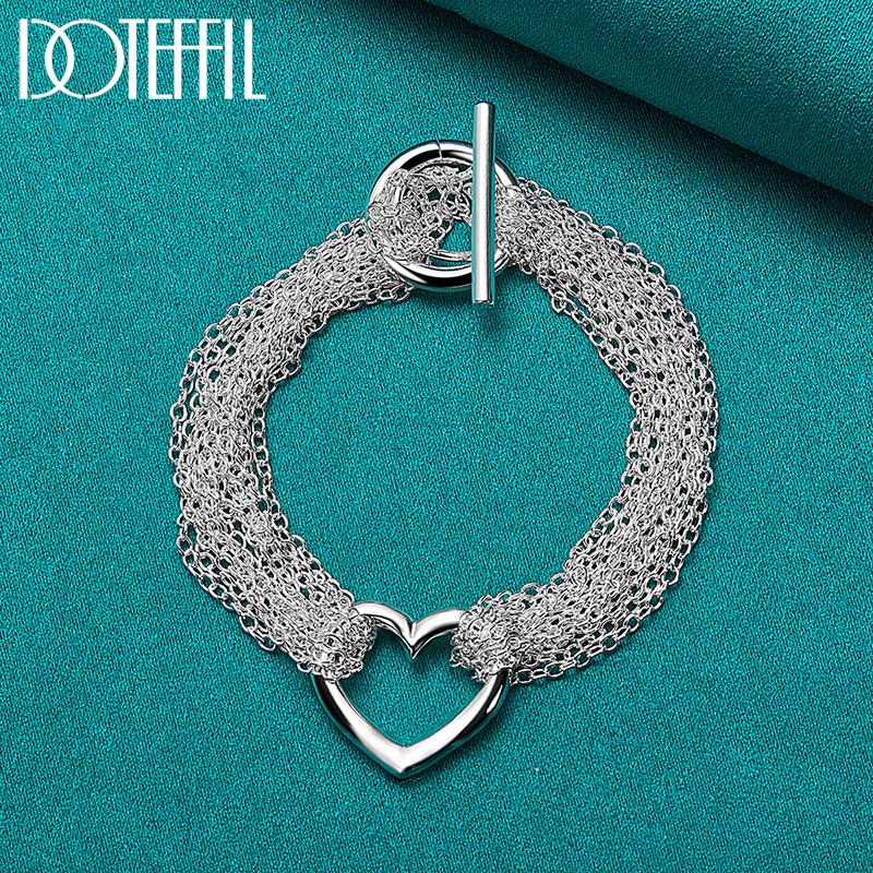 Many Romantic Heart Bracelet Gifts Silver Fashion Jewelry