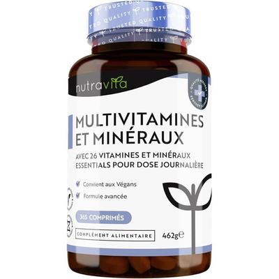 Multivitaminen en Mineralen - 365 Tabletten (12 Maanden) 26 Voedingsstoffen waaronder Zink IJzer Selenium Vitamine C A B D3 E K