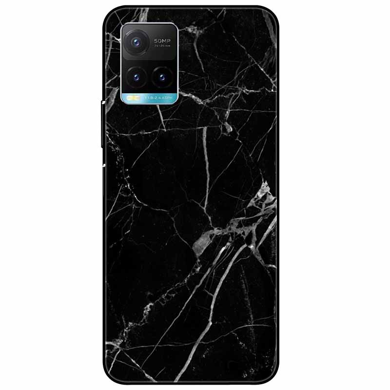 Für vivo Y33s Hülle Y 33s Silikon Weich Bemalt Katze Schwarze Hüllen für Vivo V2109 Y33S Rückseite TPU Hülle für VIVOY33s Cartoon